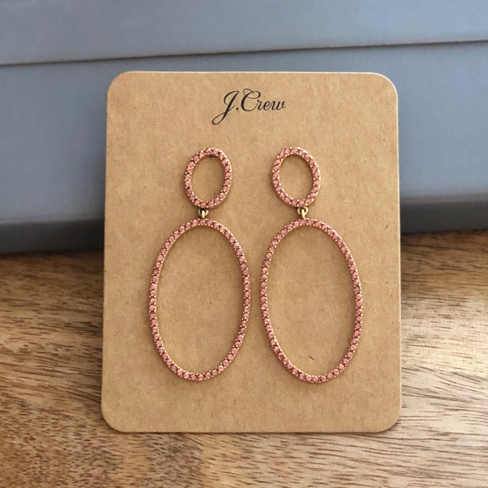 J. Crew Rose Gold Oval Statement Earrings